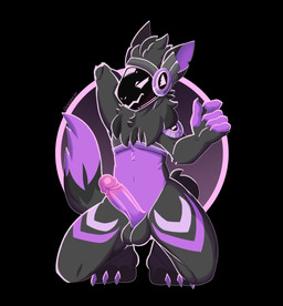 anthro balls claws cybernetics erection feet fur genitals glistening humanoid_genitalia humanoid_penis kneeling looking_at_viewer machine male markings nude penis purple_body purple_fur screen screen_face simple_background smile solo tail toes visor enoopycat zephyr_(zephyrprotocol) protogen absurd_res digital_media_(artwork) hi_res shaded