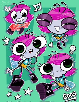 4_arms antennae_(anatomy) anthro bean_mouth big_eyes black_boots black_clothing black_footwear blue_clothing blue_shirt blue_t-shirt blue_topwear boots bottomwear chibi clothing eyelashes female footwear freckled_face freckles glistening_eyelids gloves green_eyes grey_body grey_skin hair handwear insect_wings long_eyelashes multi_arm multi_limb orange_bottomwear orange_clothing orange_skirt pink_clothing pink_footwear pink_hair pink_socks shirt shoes skirt smile socks solo square_crossover t-shirt topwear white_clothing white_gloves white_handwear wings mags-niac chibiverse disney the_buzz_on_maggie maggie_pesky arthropod fly_(animal) insect hi_res