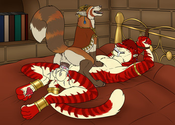 animal_genitalia animal_vulva anthro anthro_on_feral anthro_penetrating anthro_penetrating_feral balls bdsm bestiality big_fangs bodily_fluids bondage book bound brown_body brown_fur brown_vulva canine_genitalia canine_vulva clenched_teeth cowgirl_position cum cum_in_vagina cum_inside dominant dominant_female dominant_feral duo erection eyes_closed fangs female female_feral female_on_top female_penetrated feral feral_on_top feral_penetrated from_front_position fur genital_fluids genitals hair hands_tied larger_anthro larger_male lying male male/female male_anthro male_penetrating male_penetrating_female markings nude on_back on_bottom on_top open_mouth penetration penile penile_penetration penis penis_in_vagina pink_penis pink_tongue red_body red_fur red_hair restraints rope rope_bondage sex short_hair size_difference smaller_female smaller_feral smaller_penetrated striped_arms striped_legs striped_markings striped_tail stripes submissive submissive_anthro submissive_male tail tail_markings teeth tongue tongue_out vaginal vaginal_penetration vulva white_body white_fur yellow_balls yellow_body yellow_fur killthe_demon angel_(velvetvlade) ailurid canid canine felid mammal red_panda hi_res