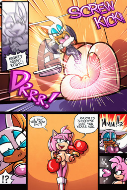 annoyed anthro areola big_areola big_breasts blocking blocking_kick blue_eyelids blue_eyes blush blush_lines boxing_gloves breast_expansion breast_growth breasts brown_body clothed clothed_anthro clothed_female clothing dialogue drill duo expansion female fight fully_clothed fully_clothed_anthro fully_clothed_female fur genitals green_eyes growth handwear huge_areola huge_breasts inflatable inflation kick latex leotard partially_clothed partially_clothed_anthro partially_clothed_female pink_body pink_fur speech_bubble text transformation vulva white_body white_fur sachasketchy sega sonic_the_hedgehog_(series) amy_rose rouge_the_bat bat eulipotyphlan hedgehog living_latex mammal animated animated_comic comic english_text