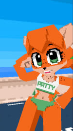 anthro beach bikini black_nose clothing dancing day eyelashes eyes_closed female freckled_face freckles fur gesture green_bikini green_clothing green_swimwear hand_on_hip heart_gesture looking_at_viewer low_poly music one_eye_closed open_mouth orange_body orange_fur pigtails raised_tail sky smile solo standing swimwear tail twintails_(hairstyle) two-piece_swimsuit wink babuls motteke!_serafuku patricia_mac_sionnach canid canine fox mammal red_fox true_fox 3d_(artwork) 3d_animation animated digital_media_(artwork) english_audio full-length_portrait hi_res portrait sound webm