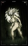 anthro big_breasts big_butt black_border border breasts butt female feral forest grass hair insane long_hair mane night nightmare_fuel pale_fur plant possession sharp_teeth short_tail solo tail tall_grass teeth tree hael_the_goat cryptid demon monster spirit unknown_species absurd_res hi_res