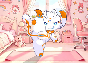 4_fingers anthro blue_eyes blue_pawpads feet female female/female female_anthro feral fingers fluffy fluffy_tails fur genitals hindpaw kemono legs_up markings multicolored_body multicolored_fur nude nude_female on_one_leg orange_markings pawpads paws standing tongue tongue_out rakky_omicron microsoft ori_(series) xbox_game_studios omicron rakky guardian_spirit humanoid mammal procyonid raccoon spirit hi_res