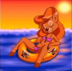 anthro beach bikini breasts brown_body brown_fur cleavage clothed clothing female fur inflatable mature_anthro mature_female navel outside pool_toy sea seaside solo swim_ring swimwear two-piece_swimsuit water deaddog2007 disney talespin rebecca_cunningham bear mammal 2015 hi_res