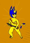 anthro blue_hair blue_nipples breasts casual_nudity egyptian female genitals gold_(metal) gold_jewelry gun hair jewelry nipples nude pubes pubic_fuzz pubic_stubble pussy ranged_weapon shell_(projectile) shotgun shotgun_shell solo tail weapon jojispoon88 animal_crossing nintendo ankha_(animal_crossing) domestic_cat felid feline felis mammal hi_res meme