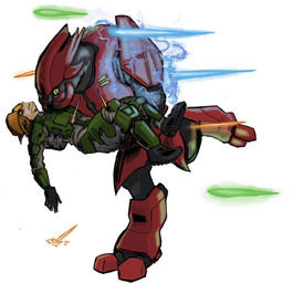 2_toes brown_hair carrying_another digitigrade duo energy_shield feet female full_armor grey_body hair larger_humanoid larger_male light_body light_skin male mandibles marines plasma pupils running size_difference slit_pupils smaller_female smaller_human toes yellow_eyes cugu00 halo_(series) microsoft xbox_game_studios alien human humanoid mammal sangheili colored hi_res
