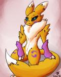 arm_warmers armwear black_sclera clothing female paws simple_background sitting solo toot bandai_namco digimon canid canine digimon_(species) mammal renamon 4:5 hi_res