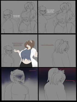 anthro big_breasts big_butt breasts butt clothing curvy_figure dialogue duo female hair hair_over_eyes simple_background slightly_chubby text thick_thighs torn_clothing wide_hips wound_on_arm wound_on_leg photolol.03 katty_(photolol.03) klaudette_(photolol.03) domestic_cat felid feline felis mammal pantherine tiger comic english_text flat_colors hi_res sketch