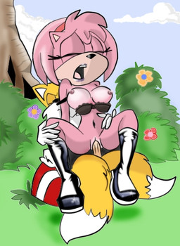 2_tails accessory anthro anthro_on_anthro big_eyes boots bra breasts clothed clothing day detailed_background duo erection eyes_closed female female_penetrated footwear forest from_behind_position fur genitals gloves hair hair_accessory hairband handwear male male/female male_penetrating male_penetrating_female multi_tail nipples off_shoulder orange_body orange_fur outside penetration penile penile_penetration penis penis_in_vagina pink_body pink_hair plant reverse_stand_and_carry_position sex shoes short_hair sky standing standing_sex straddling tail toony tree underwear vaginal vaginal_penetration vulva wood k47 kat_smith sega sonic_the_hedgehog_(series) amy_rose miles_prower canid canine eulipotyphlan fox hedgehog mammal