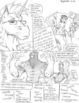 anthro bdsm bondage bottomwear bound breasts clothed clothing comic crotch_rope dialogue dominant dominant_male duo dynotaku dynotaku_(character) english_text equid evil_face evil_laugh eyebrows eyewear felid female fingernails fully_clothed fur glasses graphite_(artwork) greyscale grin hair holding_object lagomorph leporid long_hair looking_at_viewer male mammal markings money monochrome mostly_nude nails nipples nude open_mouth pants pencil_(artwork) photo procyonid rabbit raccoon restraints rolled_up_sleeves rope rope_bondage rope_harness sashi shirt smile sound_effects speech_bubble spots spotted_body spotted_fur standing straitjacket submissive text thought_bubble topwear traditional_media_(artwork)