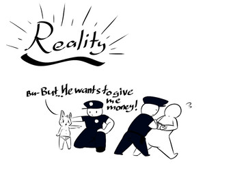 anthro arrested clothing cuff_(restraint) ears_up ellipsis exclamation_point gesture hand_gesture handcuffs humor male metal_cuffs pointing police restraints shackles shota text underwear young young_anthro young_male vono lagomorph leporid mammal rabbit 4:3 comic english_text monochrome