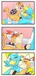 anal anthro ass_to_mouth blush cheek_bulge claws cowgirl_position cuddling dominant dominant_young duo from_front_position genitals kerchief kissing_cheek male male/male on_bottom on_top oral power_bottom sex shell whiskers young young_anthro anonymous_artist mario_bros nintendo bowser_jr. meowser_jr. taylor_vee avian bird felid mammal absurd_res comic hi_res