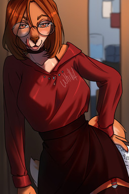 absolute_territory anthro bedroom_eyes big_breasts bottomwear breasts choker clothed clothing countershade_face countershading curvy_figure eyewear female fur garter_straps glasses hair half-closed_eyes hand_on_hip high_waisted_bottomwear hourglass_figure jewelry legwear licking licking_lips licking_own_lips looking_at_viewer miniskirt narrowed_eyes necklace off_shoulder office office_clothing office_lady pencil_skirt round_glasses seducing_viewer seductive self_lick skirt small_waist smile solo standing stockings tail tongue tongue_out topwear wearing_glasses wide_hips whillit illumination_entertainment sing_(movie) suki_lane canid canine canis domestic_dog hunting_dog mammal saluki sighthound digital_media_(artwork) hi_res