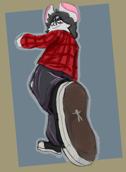 ambiguous_gender annoyed anthro clothing dirty_shoes duo footwear forced male micro shoes stepped_on stuck_to_foot unimpressed ratfucker616 john_(ratfucker616) humanoid mammal murid murine rat rodent