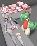 anthro apple_in_mouth bunny_costume butcher_knife butchering clothing costume cut_up death decapitation female genitals gore gore_focus group male penis trio wondering waynekan five_nights_at_freddy's scottgames oskar_(2ndvoice) sakita_hiroshi vanny_(fnaf) bovid caprine human hybrid lagomorph leporid lizard mammal rabbit reptile scalie sheep absurd_res hi_res