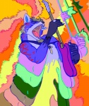 afterimage anthro eyebrow_piercing facial_piercing gaping_mouth guitar male music musical_instrument open_mouth performer piercing playing_guitar playing_music plucked_string_instrument psychedelic rainbow rocking_out solo string_instrument kobi natalie_goodridge canid canine mammal