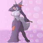 abstract_background anthro anthrofied big_breasts bottomwear breasts cleavage clothed clothing female fluffy fluffy_tail glass hair hair_over_eye huge_breasts inner_ear_fluff looking_at_viewer one_eye_obstructed orange_eyes pokemorph potion simple_background skirt solo tail tuft wand nooxgard nintendo pokemon fukura canid canine delphox generation_6_pokemon mammal pokemon_(species) shiny_pokemon 1:1 2016