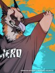 ambiguous_gender anthro beak beard clothed clothing facial_hair feathered_ears feathers nerd shirt simple_background smile solo t-shirt teeth text topwear killingtea haiden_parker accipitrid accipitriform avian bearded_vulture bird old_world_vulture vulture 3:4 digital_media_(artwork) hi_res