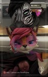 3d_(artwork) 5:8 ambiguous_gender anthro basedvulpine basedvulpine_(character) blender_(artwork) canid canine clint_(lelewinter) digital_media_(artwork) duo electronics equid equine fox genitals hi_res hybrid lagomorph leporid looking_at_object looking_at_phone male mammal penis personal_space_invasion phone public public_transportation pulling_pants_down rabbit rapid_transit size_difference stripes text url zebra