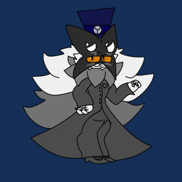 amber_eyes anthro blue_clothing blue_hat blue_headwear clothing footwear formal_clothing formal_suit formal_wear hat headgear headwear high_heels horn male mask shoes smile smiling_at_viewer solo top_hat souljulius31uwu nintendo pokemon mister_yonder_(the_vee_group_comics) demon generation_9_pokemon meowscarada pokemon_(species) 1:1 alpha_channel greyscale hi_res monochrome