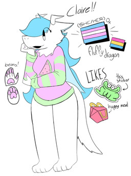 4_toes 5_fingers anthro blue_hair clothing feet female fingers fur green_clothing green_shirt green_topwear hair horn lgbt_pride multicolored_clothing multicolored_shirt multicolored_topwear pansexual_pride_colors pawpads pink_clothing pink_pawpads pink_shirt pink_topwear pride_colors print_clothing print_shirt print_topwear shirt solo sticker tail text toes topwear transgender_pride_colors two_tone_clothing two_tone_shirt two_tone_topwear watermelon_pattern watermelon_print white_body white_fur bigsteppies happy_meal mcdonald's mythology claire_(bigsteppies) amphibian dragon frog furred_dragon furred_scalie mythological_creature mythological_scalie scalie 2020 character_name digital_media_(artwork) english_text hi_res trans_(lore) trans_woman_(lore)