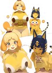 anthro big_breasts biped blue_hair blush bottomless breast_play breasts clothed clothing duo ejaculation erection female fur genitals hair penis pussy sex smile spiral_eyes teeth titfuck tongue yellow_body yellow_fur smewed animal_crossing nintendo ankha_(animal_crossing) isabelle_(animal_crossing) canid canine canis domestic_cat domestic_dog felid feline felis mammal hi_res