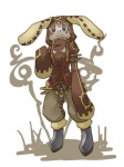 anthro blue_eyes clothed clothing facial_markings head_markings hood male markings solo kosian antigone hare lagomorph leporid mammal rabbit 3:4 hi_res