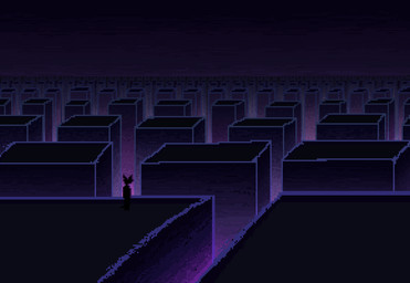 ambiguous_gender anthro black_body building cube detailed_background scenery_porn solo standing demensa unknown_species 2018 digital_media_(artwork) pixel_(artwork) purple_theme