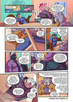 8_panel_comic anthro belly big_belly black_text book bottomwear chair clothed clothing dialogue exclamation_point eyewear fur furniture glasses group hair holding_object male mane moobs necktie on_chair overweight overweight_anthro overweight_male pants purple_eyes purple_hair purple_mane question_mark sitting sitting_on_chair speech_bubble suit suspenders tail talking_to_another text topwear torn_bottomwear torn_clothing torn_pants wearing_glasses white_body white_fur white_hair mangolynx plein ailurid felid feline lion mammal pantherine red_panda suid suine sus_(pig) tiger wild_boar comic digital_media_(artwork) english_text hi_res url