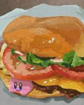 2024 4:5 :d alien ambiguous_gender ara_love_kirby big_head black_eyes blue_eyes blush burger claws colored cute_eyes detailed digital_media_(artwork) earless food glistening glistening_eyes happy hi_res inside kirby kirby_(series) looking_down mammal nintendo noseless not_furry open_mouth pink_body pink_claws pink_skin pixiv plant raised_hand rosy_cheeks round_body round_eyes round_head salad signature simple_background small_body smile solo sphere_creature twitter waddling_head