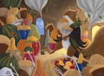 acorn ambiguous_gender anthro black_cloak black_clothing blue_sky bone cloak clothing dried_fruit drupe_(fruit) fluffy fluffy_tail food fruit garlic holding_jar inside leaf nut_(fruit) plant pumpkin skull sky solo standing storage_room tail vegetable walnut wood gina_matarazzo hasbro magic:_the_gathering wizards_of_the_coast mammal rodent sciurid tree_squirrel hi_res official_art