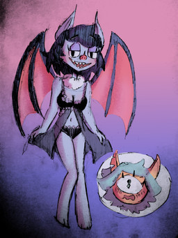 anthro blush breasts clothing female lingerie open_mouth smile wings puapka bat cyclops mammal 2019 3:4 absurd_res hi_res