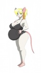 anthro belly big_belly big_breasts blonde_hair blue_eyes bodysuit breasts clothing eyewear female glasses hair pince-nez pregnant pregnant_anthro pregnant_female skinsuit solo tail tight_clothing ffuffle ashlynn_(ashlynncutie) mammal mouse murid murine rodent hi_res