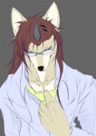 anthro eyewear glasses horn male necktie solo unknown_artist pandemonium_company pixiv_project canid canine canis mammal wolf