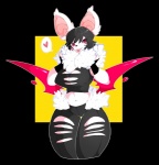 <3 abstract_background alpha_channel bat big_thighs cleavage clothed clothing female fluff koitonic looking_at_viewer mammal midriff plain_background red_eyes roxi standing transparent_background wings
Rating: Safe
Score: 9
User: verin
Date: April 19, 2014