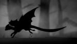 ambiguous_gender detailed_background feral membrane_(anatomy) membranous_wings nude running silhouette solo standing tail wings dsw7 limbo_(video_game) mythology despair_the_dragon dragon mythological_creature mythological_scalie scalie animated digital_media_(artwork)