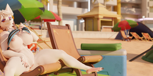 anthro beach beach_umbrella bedroom_eyes big_breasts bikini bikini_bottom bikini_top breasts clothed clothing clothing_pull ear_piercing ear_ring female flashing fur genitals hair hand_on_leg looking_at_viewer narrowed_eyes nipple_slip nipples outside parasol piercing presenting relaxing ring_piercing sand seaside seductive sitting skimpy solo swimwear thick_thighs two-piece_swimsuit underwear underwear_pull vulva white_body white_fur riolukidd warfaremachine_(modeler) officer_flint_(foresttherotten) warfare_flint mammal murid murine rat rodent 2023 3d_(artwork) blender_(artwork) digital_media_(artwork) hi_res widescreen