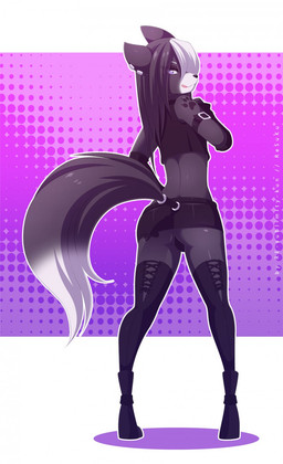 alternative_fashion anthro armwear biped butt clothed clothing crop_top crossdressing femboy fluffy fluffy_tail goth hair legwear licking licking_lips licking_own_lips long_hair long_tail looking_at_viewer looking_back male panties purple_eyes self_lick shirt simple_background smile solo standing stockings tail thigh_highs tongue tongue_out topwear underwear re-sublimity-kun mammal 2015 dark_theme digital_media_(artwork) hi_res purple_theme
