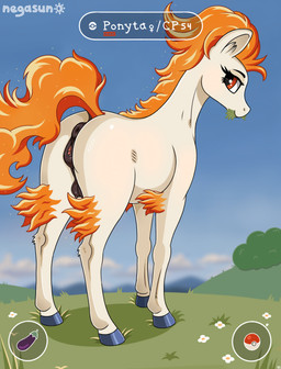animal_genitalia animal_vulva anus butt crotch_breasts eggplant equine_anus equine_genitalia equine_vulva female feral food fruit gameplay_mechanics genitals grass hooves outside plant pokeball presenting presenting_hindquarters puffy_anus quadruped solo teats unguligrade vulva negasun nintendo pokemon equid equine generation_1_pokemon mammal pokemon_(species) ponyta 2025 absurd_res hi_res