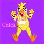 anthro border female food machine pizza purple_border purple_eyes solo teeth vonderdevil five_nights_at_freddy's scottgames chica_(fnaf) animatronic avian bird chicken galliform gallus_(genus) phasianid robot 1:1