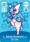 4_fingers amiibo_card arturfox blue_hair card digital_media_(artwork) fingers full-length_portrait gardevoir generation_3_pokemon hair hi_res male nintendo pokemon pokemon_(species) portrait purple_eyes shiny_pokemon solo thick_thighs white_body