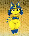 2022 absurd_res animal_crossing ankha_(animal_crossing) anthro areola bigdon1992 breasts digital_media_(artwork) domestic_cat feet felid feline felis female fingers front_view genitals hi_res mammal nintendo nipples pussy solo toes wide_hipped_female yellow_areola yellow_nipples