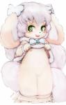 anthro blush female flat_chested genitals green_eyes navel pussy slightly_chubby solo thick_thighs tongue tongue_out young young_anthro cupckpo mei_(sirbrownbear) canid canine canis domestic_dog mammal absurd_res hi_res