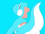 ambiguous_gender anthro blue_background blue_body countershading looking_back multicolored_body raised_tail red_shell shell simple_background smile solo tail white_body amphlow mario_bros nintendo scalie yoshi 2024 4:3 colored_sketch hi_res icon sketch