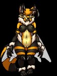 ankle_tuft antennae_(anatomy) anthro arm_tuft arthropod_abdomen breasts female front_view genitals hip_tuft leg_tuft mandibles mane multi_arm multi_limb multi_wing navel neck_tuft nipples pussy short_stack solo tuft walking wide_hips wings wrist_tuft furball beaux alien arthropod bee canid canine el'phine fox hybrid hymenopteran insect mammal 3:4 alpha_channel