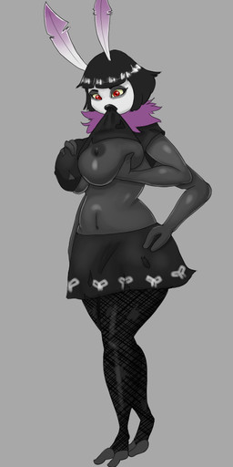 alternative_fashion antennae_(anatomy) anthro big_breasts black_body black_hair black_skin bottomwear breasts chewing clothed clothing eyelashes female fur goth hair huge_breasts lingerie lips lipstick makeup mascara multi_arm multi_limb nipples non-mammal_breasts non-mammal_nipples object_in_mouth red_eyes skirt solo standing blackbetty big_tiddy_moth_gf arthropod insect lepidopteran moth digital_media_(artwork)