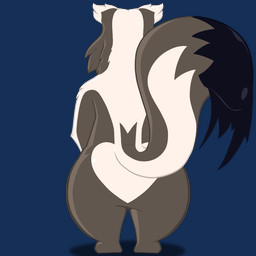 anthro big_butt brown_body brown_fur butt butt_heart dipstick_tail fur male markings nude_anthro nude_male simple_background solo standing tail tail_markings tail_motion transparent_background white_body white_fur pinnipip pinnip_(pinnipip) badger hybrid mammal mephitid mustelid musteline skunk 1:1 2d_animation alpha_channel animated animated_png