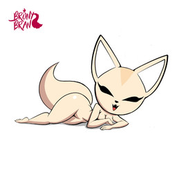 anthro breasts fangs feet female fingers fur looking_at_viewer lying nude on_side open_mouth simple_background smile solo tail teeth toes bronybran aggretsuko sanrio fenneko canid canine fennec_fox fox mammal true_fox 1:1 digital_media_(artwork) hi_res