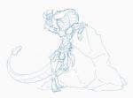 ambiguous_gender anthro multifur potion rattle_(anatomy) simple_background snake_hood solo transformation white_background bananainquiry blizzard_entertainment warcraft reptile scalie sethrak snake black_and_white blue_and_white monochrome sketch