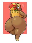 anthro big_butt blonde_hair blue_eyes blush blush_stickers brown_body butt butt_focus curved_horn female freckles hair hooves horn huge_butt looking_at_viewer looking_back presenting presenting_hindquarters rear_view simple_background smile solo thick_thighs wide_hips mdjoe animal_crossing nintendo frita_(animal_crossing) bovid caprine domestic_sheep mammal sheep 2020 aliasing digital_drawing_(artwork) digital_media_(artwork) signature